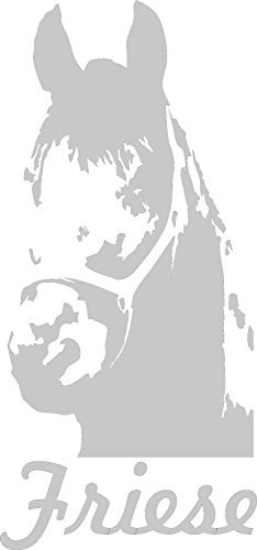 Auto Aufkleber FRIESE Pferd Car Sticker Konturgeschnitten (ca. 11x8 cm) (Silber)