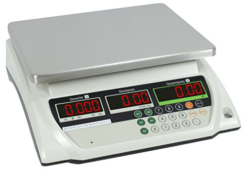 Geeichte Ladenwaage WKA-PRP 15 kg - Teilung 5g mit integriertem Akku Marktwaage Waage