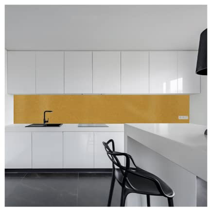 KeraBad Küchenrückwand aus Aluverbund, Spritzschutz Küche, 3mm dick, Gold Metallic, 30x100cm