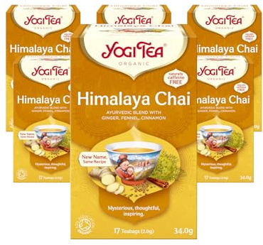 Yogi Tea, Himalaya Chai, Organic Spice and Herbal Tea, Caffeine Free, Blend of Ginger, Fennel and Cinnamon, 6 Packs x 17 Tea Bags (102 Teabags Total)