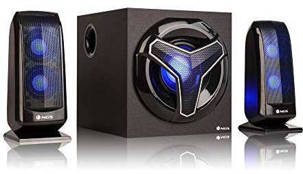 NGS GSX-210 2.1 Canales 80 W Negro Conjunto de Altavoces - Set de Altavoces (2.1 Canales, 80 W, PC/Ordenador Portátil, Negro, Giratorio, FM)