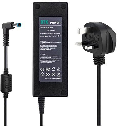 DTK 120W 19.5V 6.15A Laptop Charger Replacement for HP Notebook Computer PC Power Cord Supply Lead AC Adapter Pavilion ENVY OMEN WASD Connector:4.5 x 3.0mm