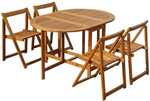 vidaXL Akazie Gartenmöbel 5-TLG. Klappbar Sitzgruppe Gartengarnitur Gartenset