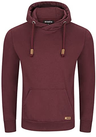 riverso Hoodie Herren Regular Fit RIVJulian Kapuzenpullover Pullover Cross-Over-Kragen Rot S, Größe:S, Farbe:Port Red