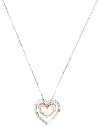 Amor Kette mit Anhänger 925 Sterling Silber Damen Halsschmuck, mit Zirkonia synth., 50 cm, Bicolor, Herz, Kommt in Schmuck Geschenk Box, 2026268