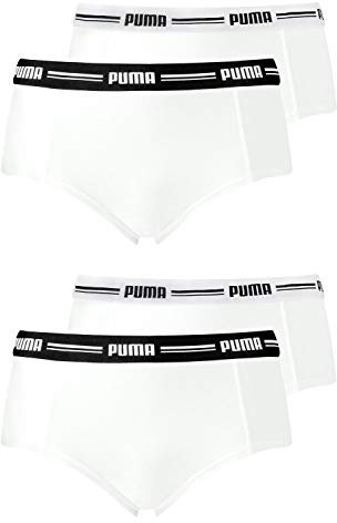 PUMA Damen Iconic Mini Shorts 603033001 4er Pack, Farbe:Weiß, Wäschegröße:S, Artikel:-317 White/White