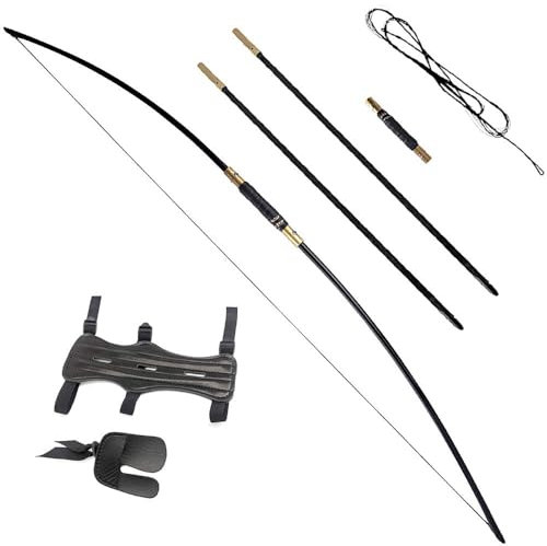 ZSHJGJR Archery Traditional Recurve Bow Wooden Handmade Takedown Longbow 25-70lbs Hunting Bow for Adult Hunting Practice Straight Bow (30lbs)