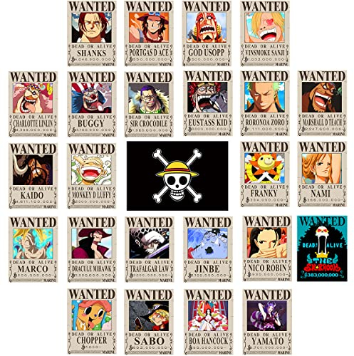 TYZZHOA 25PCS Anime [OP] Wanted Posters 30×21cm, New Bounty Edition, Straw Hat Pirates Crew Nika Luffy 3 Billion, Zoro, Sanji, [OP] Anime Gifts