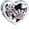 Impression de patte de chien chiot Charms with Octobre Birthstone, s'adapte Pandora Animal Bracelet, Perles de coeur à empreinte de patte en cristal rose en argent sterling 925