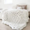 HHZY Super Large Chunky Knit Blanket, White, 150x200cm/59x78.7in, Cable Knit Wool Blend Throw Blanket for Bedroom Decor, Bed, Chair, Sofa, Pet Mat, Rug