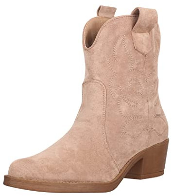 Elara Damen Stiefeletten Cowboy Boots Chunkyrayan 301-A31S Nude Suede-38