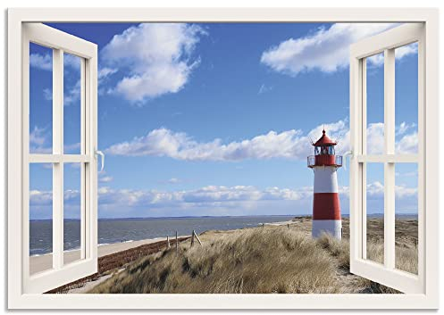 ARTland Wanddeko Wandbild Alu Verbundplatte für Innen & Outdoor Bild 100x70 cm Landschaften Fensterblick T5SD