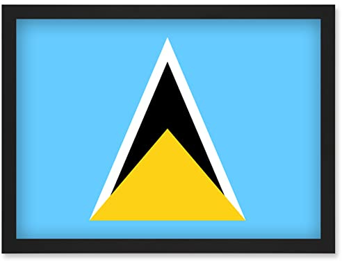 Artery8 Saint Lucia National Flag Patriotic Vexillology World Flags Country Region Poster Artwork Framed Wall Art Print A4