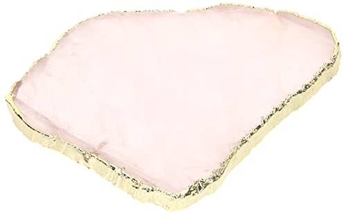 FOMIYES Dessous De Verre en Rose Pierre De Cristal Naturel Agate Coaster Gemstone Geode Coaster Bar Irrégulier Dessous De Verre Bords Dorés Tapis De Tasse pour De Décoration