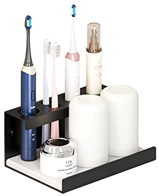LeapBeast Zahnbürstenhalter,Zahnbürstenhalter Elektrische Zahnbürste Aluminiumlegierung, Zahnbürstenhalter Ohne Bohren für Elektrische Zahnbürsten,Blende 35mm (Schwarz-20cm)