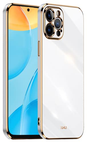 HONLEN Case for iPhone 12 Pro Max (6.7 Inches), Soft Silicone TPU Case, Electroplating Frame Design - White