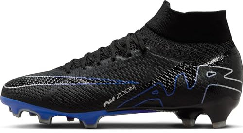 Nike Zoom Superfly 9 PRO Fg, Soccer Shoe Uomo, Black/Chrome-Hyper Royal, 47 EU