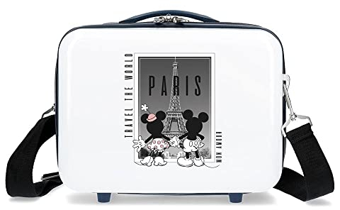 Disney Mickey und Minnie bereisen die Welt Paris, weiß, anpassungsfähiger Kulturbeutel, 29 x 21 x 15 cm, starres ABS, 9,14 l, 0,8 kg