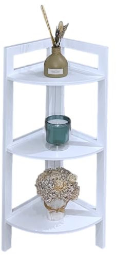HOMELOX Corner Shelf Stand 3 Tier Organizer Rack Bathroom Storage Shelves Display Unit - White