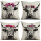 YCHZ Highland Cow Dekokissenbezüge, 45,7 x 45,7 cm, 4 Stück, Motiv: Hochlandkuh, Blumen, Dekoration, quadratisch, Leinen, Bauernhaus, Heimdekoration, Kuh-Kissenbezüge mit verstecktem Reißverschluss