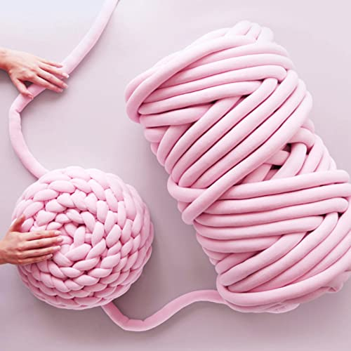 Sperrige Armstricken Wolle Grob Gestrickte Kuscheldecke 500g Roving Garn zum Handstricken Häkeln, Grobe Isländische Wolle Grobstrick Weiches Wollgarn für Decke Stricken (Rosa)