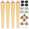 CYEER 30CM Wooden Furniture Legs Set of 4, Wooden Straight Table Legs Solid Wood Tapered Replacement Feet with Threaded Mounting Plate Screws Anti-Slip Mats for Couch Armchair Cabinet
