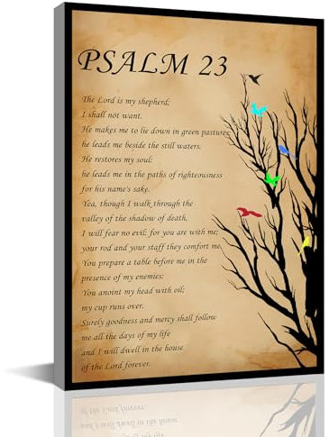 Psalm 23 Wandkunst Psalm 23 Leinwand Wanddekoration Der Herr ist mein Schäferhund, Schrift Bibelvers Drucke Malerei Christian Religous Wohnzimmer Schlafzimmer Badezimmer Büro Dekor 20,3 x 30,5 cm