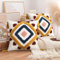 Merrycolor 2er Set Kissenbezug 45x45cm, Blau Rot Getuftet kissenbezüge mit Gelb Quasten Boho Baumwolle Leinen Dekokissen Zierkissenbezug für Schlafzimmer Wohnzimmer