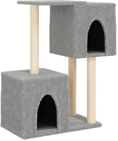 vidaXL Kratzbaum, Katzenkratzbaum mit Sisal-Kratzsäulen, Katzenbaum mit Katzenhöhle Plüsch, Kletterbaum für Katzen, Katzenmöbel, Hellgrau 86cm