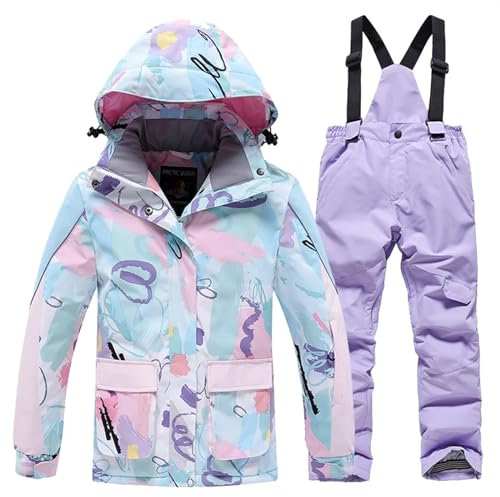 Skijacke Kinder-Set aus Skijacke und Hose for Jungen und Mädchen, warme Winter-Schneeanzüge, wasserdichter Outdoor-Skianzug for Kinder und Kleinkinder Ski-Bekleidung ( Size : Jacket Pant-06_M (120-130