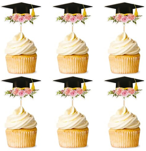 Blumomon 24Pcs Graduation 2025 Cupcake Toppers Glitter Class of 2025 Graduation Party Supplies