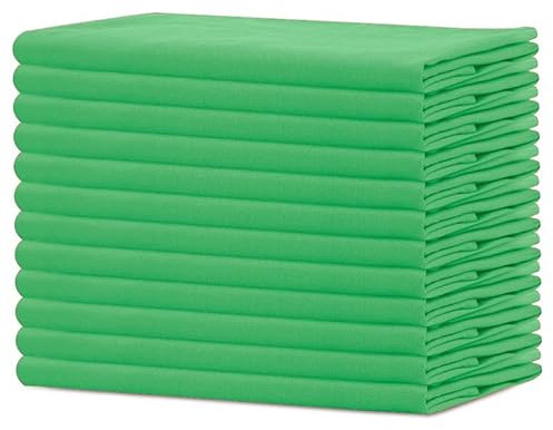 Sweet Needle - Pack of 12-100% Cotton Oversized Dinner Napkins 45 CM x 45 CM (18 IN x 18 IN), Leaf Green - Heavy weight fabric for daily use with Mitered corners finish