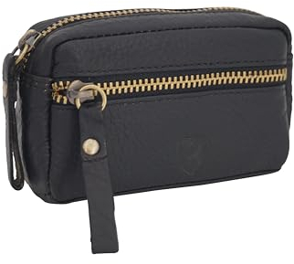 GERMANUS Schlüsseletui Schlüsselmäppchen Schlüsselanhänger 4051, Leder (Schwarz)