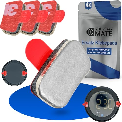 Ersatz Klebepads, 4 Stück, kompatibel mit OOONO PARK P-DISC NO2, NO3, CO-DRIVER NO2, Metallplättchen Klebesticker, Aufkleber elektronische Parkscheibe, Blitzerwarner, Windschutzscheibe Klebestreifen