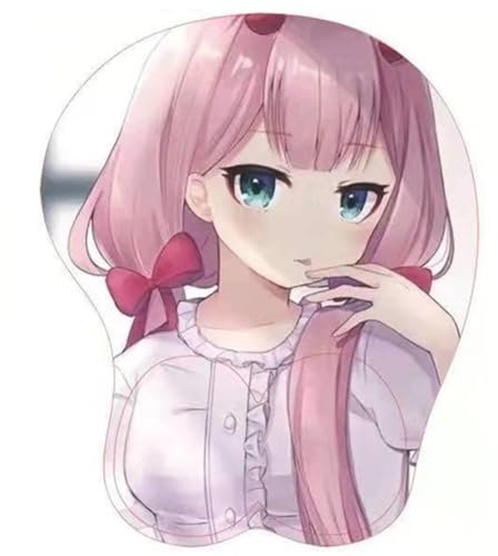 TANSHOW Darling in The Franxx Zero Two Mauspad mit Handgelenkstütze Komfort Silica Gel Handgelenkstütze Unterstützung Matte Mäuse 3D Mauspad Merch für Computer Milch Faser Stoff (3)