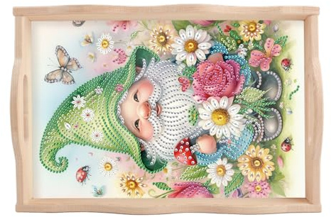DCIDBEI DIY 5D Diamond Painting Rechteckiges Serviertablett 30x20 cm | Malen nach Zahlen Tee Getränketeller Servierplatte für Abendessen Snacktablett Dimant Painting Tablett Serviertablett GNOME