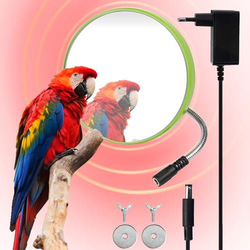 BREUAILY Chauffage pour Cage à Oiseaux 12v 18w Chauffage de Cage d'oiseau avec Miroir Thermostatique Bird Warmer pour Cages pour Oiseaux Perroquets 12 * 12cm