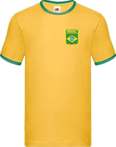 BRASILIEN Brasil Ringer Shirt mit Stickemblem Trikot Gelb-grün