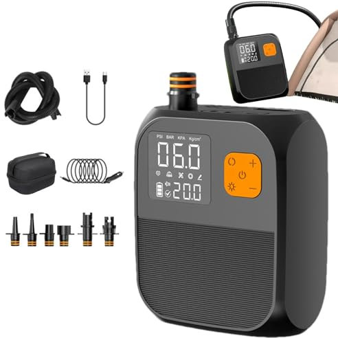 Car Tyre Inflator - Car Tyre Inflator Air Compressor Pump | 25 Psi Wireless Air Compressor Kayak Air Pump | 8000 Mah Electric Pump Inflation Paddle Board Pump for Camping Air Mattress
