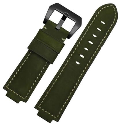 DKWOIS Lederarmband kompatibel mit Timex Kompass Uhrenarmband T2n739 T2n720 T2n721 Serie Uhrenarmband 24 * 16mm Herren konvexe Öffnung(Green black buckle)