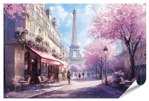 islandburner XXL Bild Poster Frühlingszeit in Paris mit Blick auf den Eiffelturm Premium Bilder Fotodruck