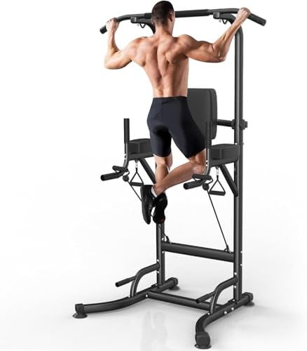 Botifly Power Tower Dip Station de traction autoportante, hauteur réglable de 159 à 233 cm, multifonctionnelle, appareil d'entraînement pour la maison, barre de traction