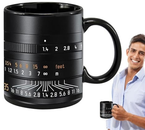 Tasse pour appareil photo, 9,5 x 8 cm, tasse d'objectif 350 ml, tasse pour café, thé et jus, souvenir amusant et créatif, parfait pour et collectionneurs, noir