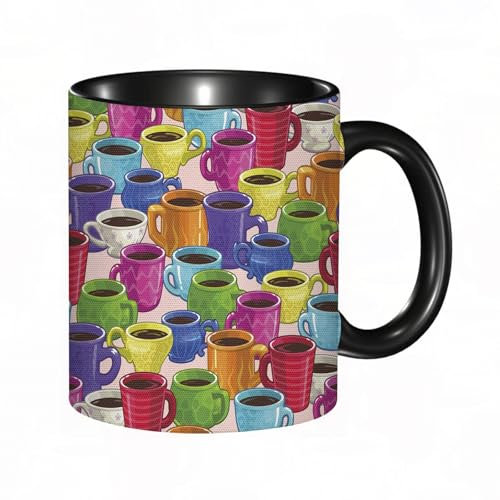 reyawdf Taza Original Personalizada,Tazas retro vintage modernas de café colorido de dibujos ani,330ml, Cerámica, Regalo Creativo para Café, Té, Regalo de Cumpleaños y Navidad - Apta para Lavavajillas