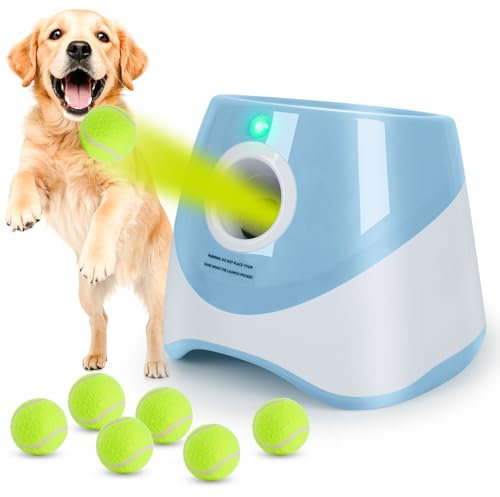 Orifesio Ballwurfmaschine für Hunde, Ballmaschine Hund mit 6 Tennisbälle, Interaktives Hundespielzeug Elektrisch für Kleine Hunde, Hund Tennis Ballmaschine für Innen und Außen