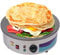Crepiere Electrique,Grande Surface de Cuisson Ronde,Spatule et Applicateur Inclus, Plusieurs Trous de Refroidissement,3000 Watts,Argent.