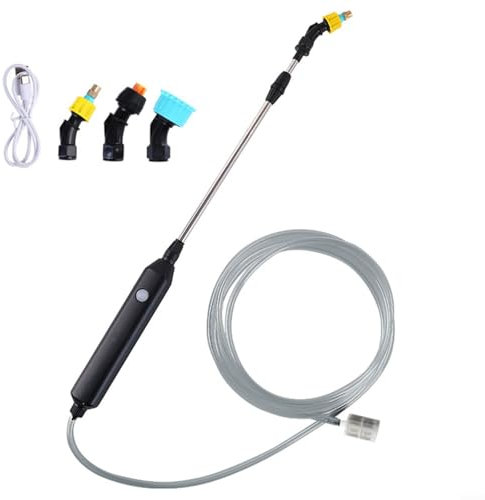 Pulverizador de jardín con pilas fácil de usar con tres opciones de boquilla para diversas aplicaciones (tubo de agua de 2 metros)