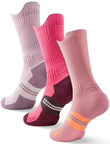 Juclise Womens Coolmax Bamboo Viscose Compression Crew Running Socks | Moisture-wicking comfort, arch support, anti-blister cushioning, breathable cooling, summer boots, hiking and athletic use