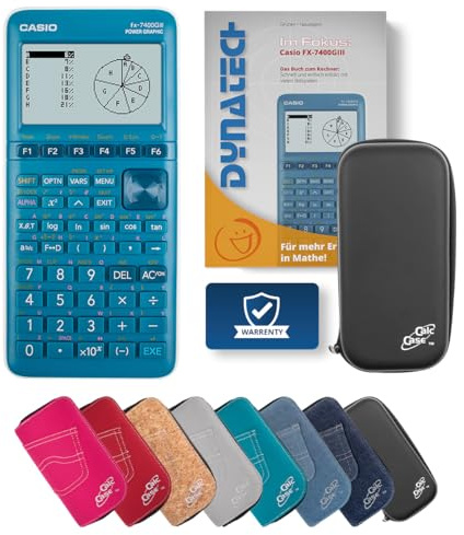 Casio FX-7400GIII Grafikrechner mit CalcCase Schutztasche und Fachbuch - Classic Set (Schwarz)