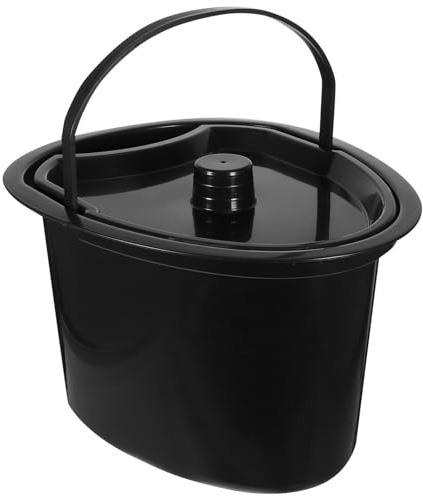 AUTSUPPL Pot à Urine Design Ergonomique en Plastique Noir avec Couvercle Portable 5l Simple et Pratique pour Personnes Âgées et Garçon et Filles